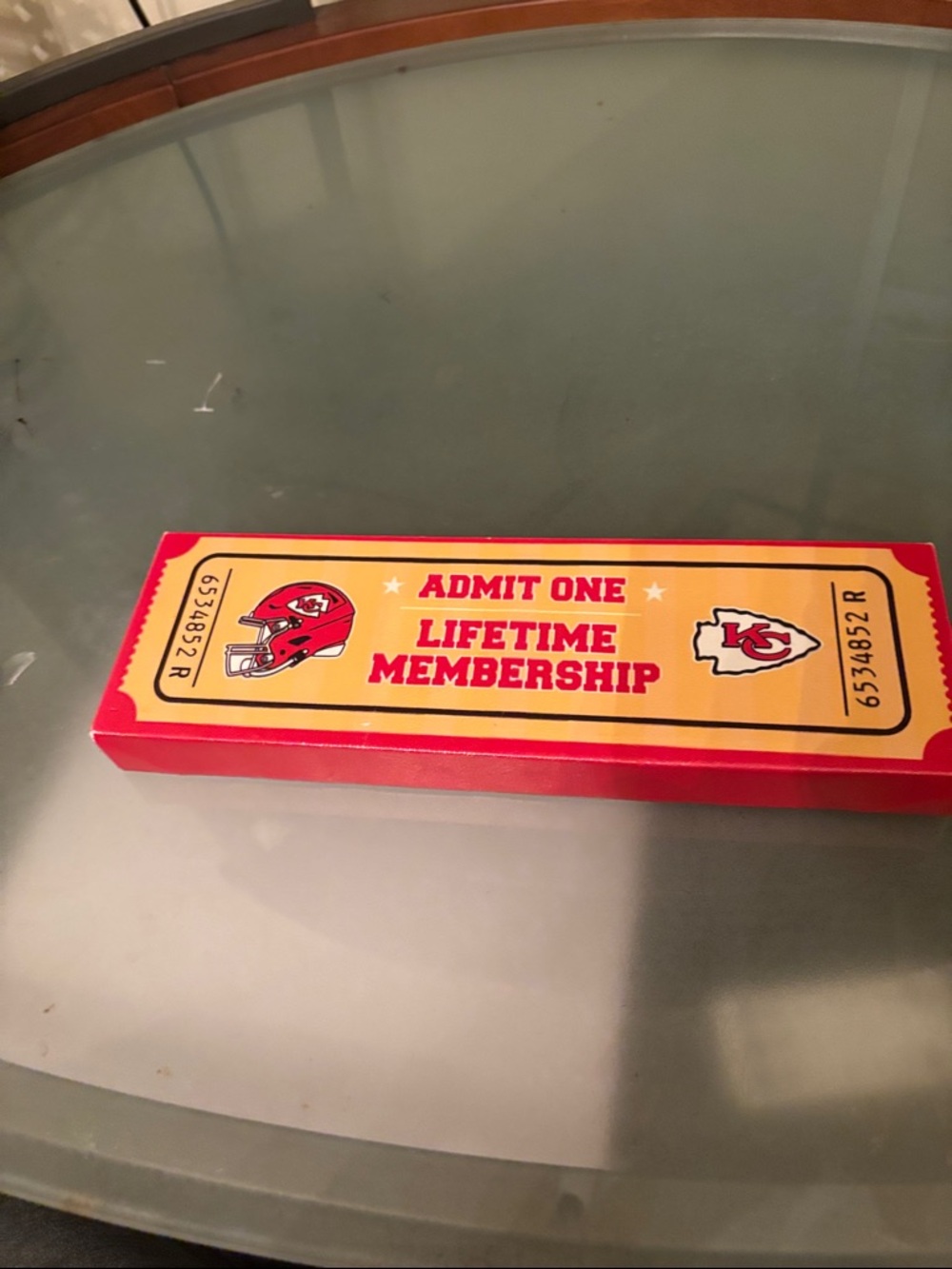 Kansas City Chiefs Lifetime Membership Ticket Sign - Red & Gold Wall Decor